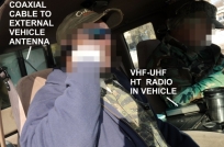 Michigan militia using VHF UHF radio in vehicle with external antenna