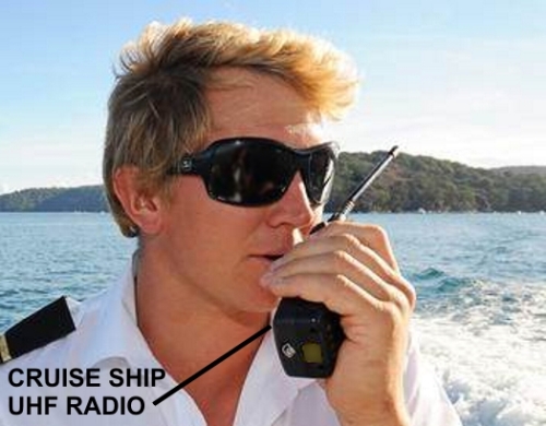 Cruise Ship UHF Radio on a shore tour transport skiff