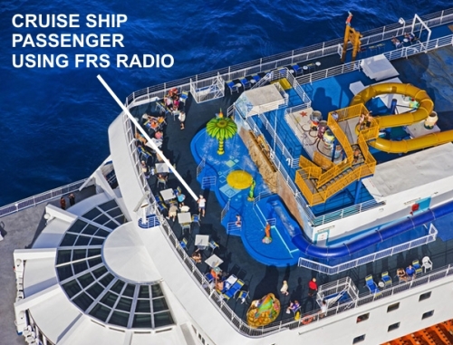 Cruise ship passengers commonly use FRS radios to keep in touch with family members on the cruise