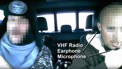 Militants in truck at 2016 Oregon standoff talk on VHF radio with earphone-microphone.